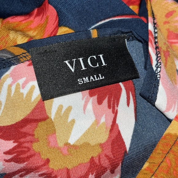 VICI capriccio satin floral ruffle navy wrap maxi dress size small - Picture 7 of 15